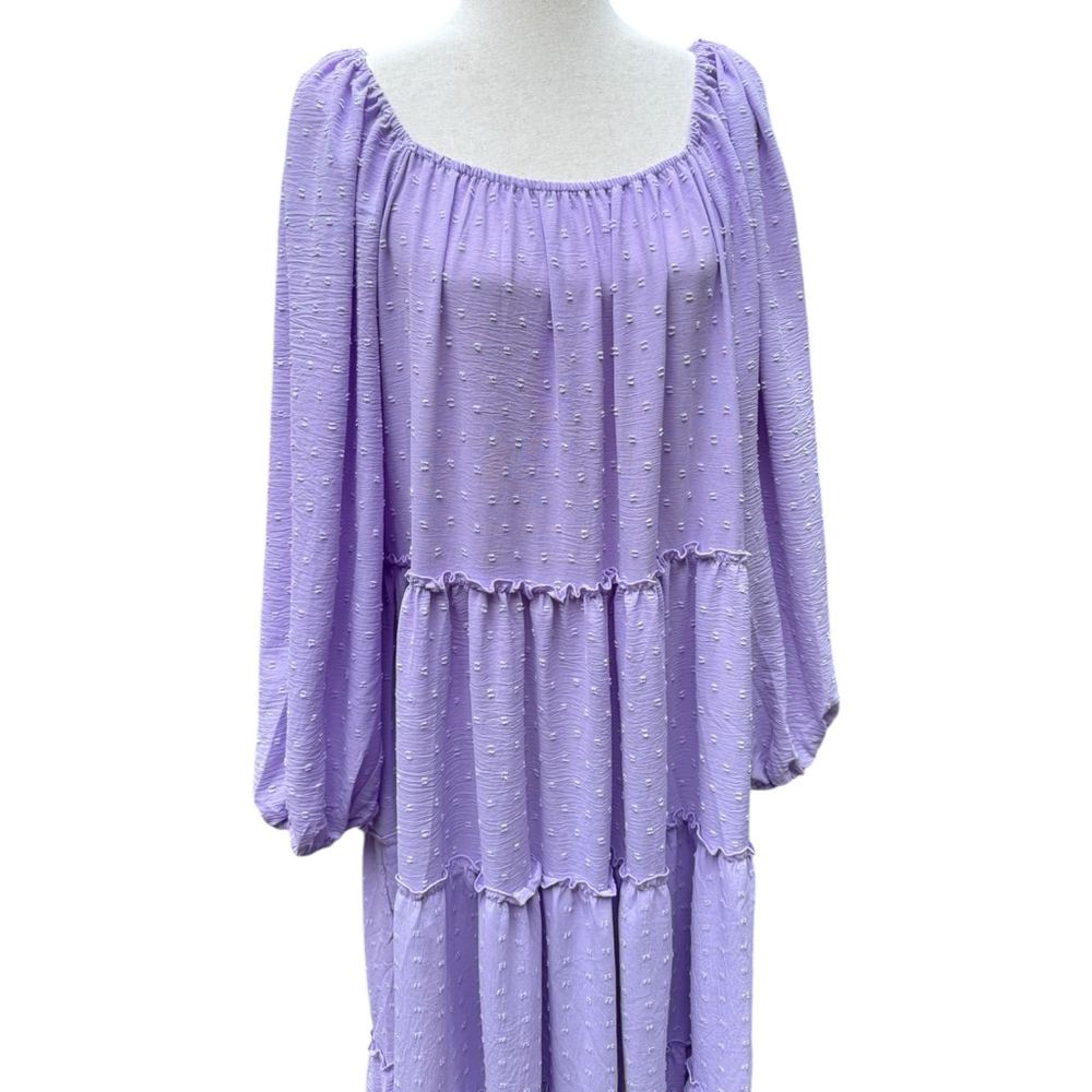 NWT Zoco Lavender Daymaker Dress Boho Maxi Cottagecore Feminine Flowy Chic Tiers - Picture 3 of 15